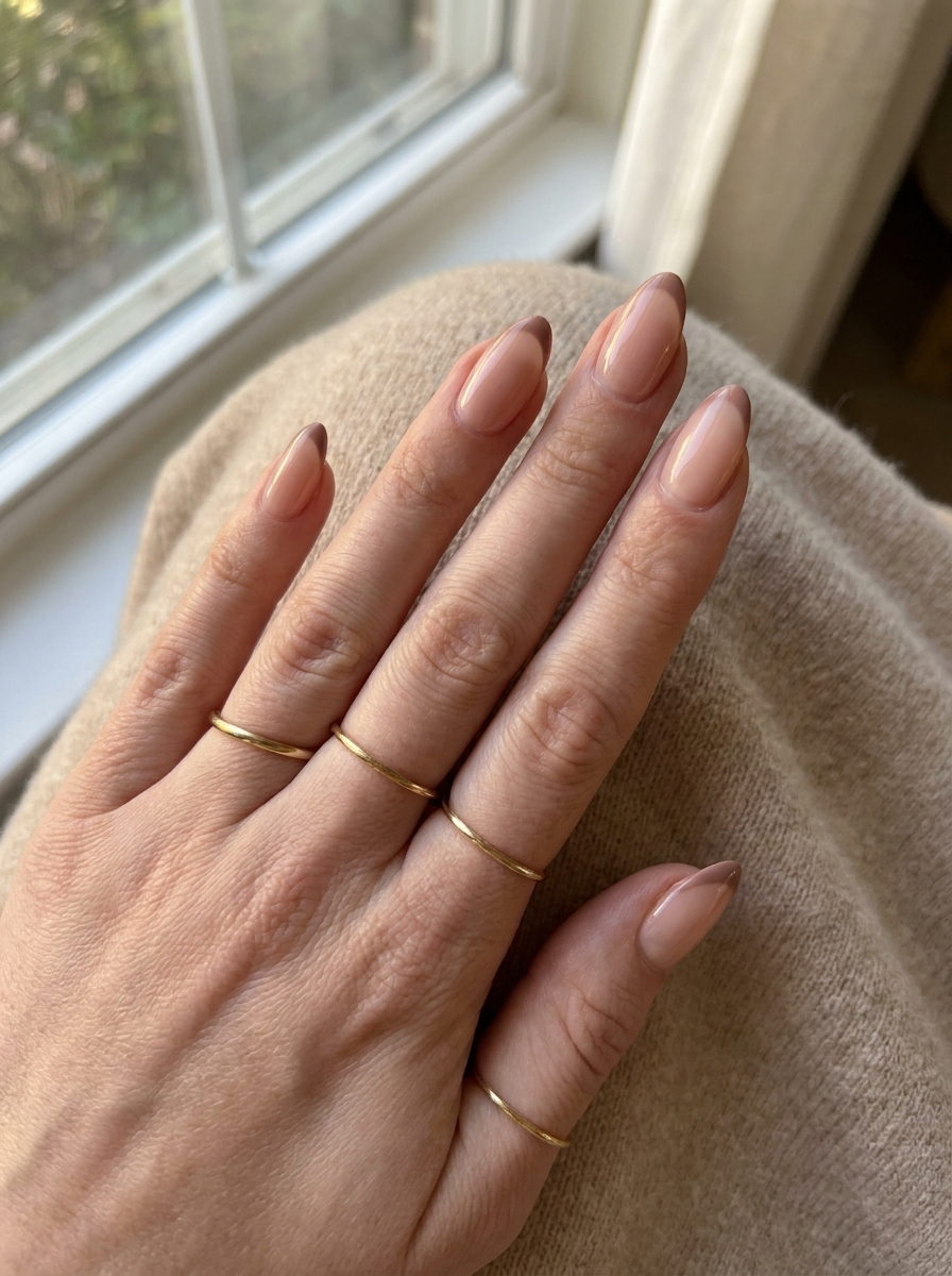 Cute Brown French Nails als Cute Fall Nails Inspiration 2026